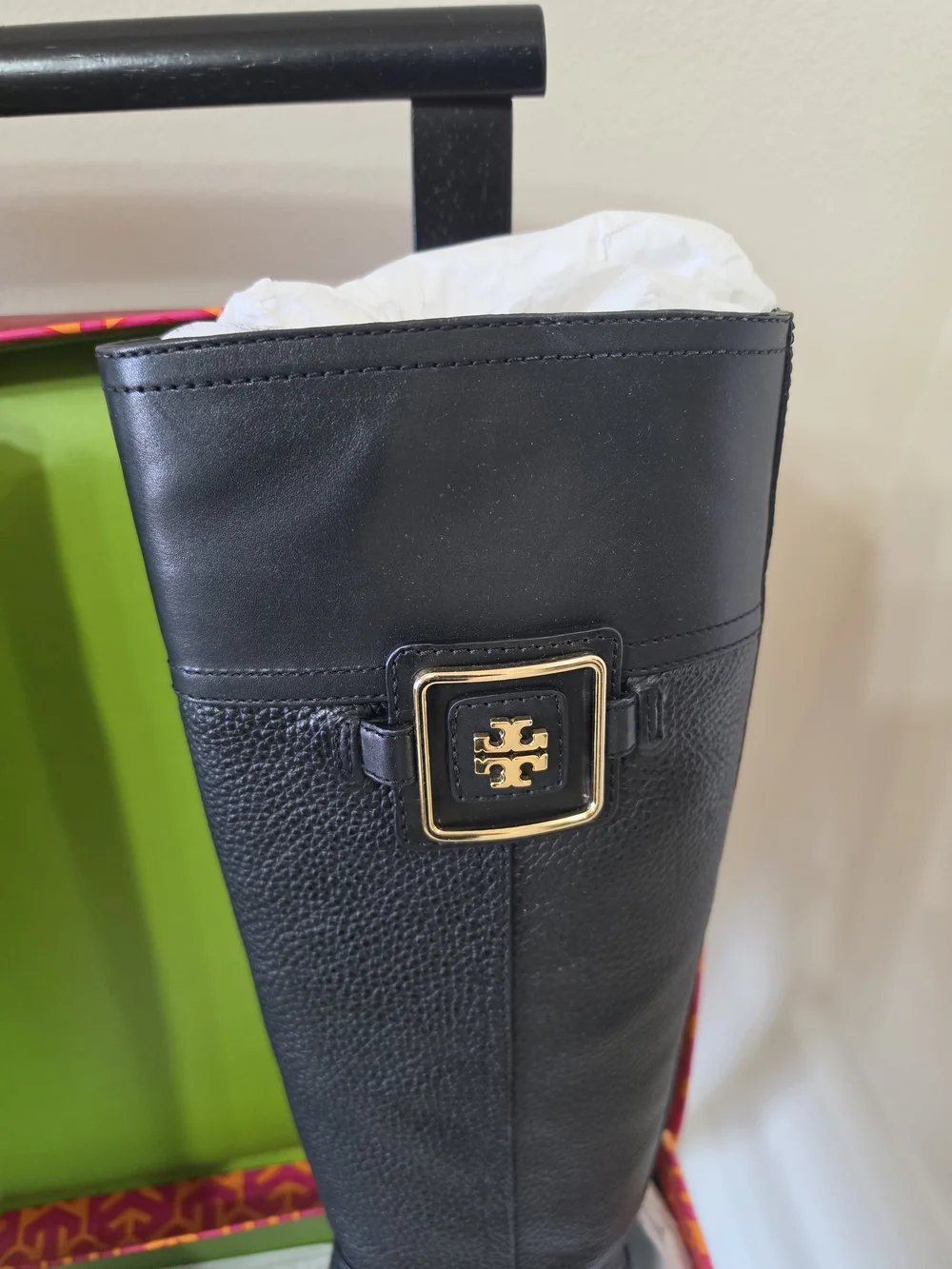 Tory Burch Black Tall Leather Riding Boots